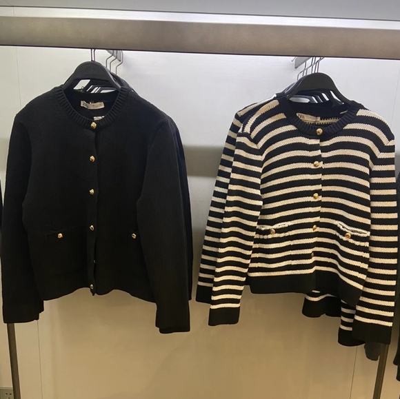 New Zara Striped Knit Cardigan With Gold Buttons - Picture 8 of 14